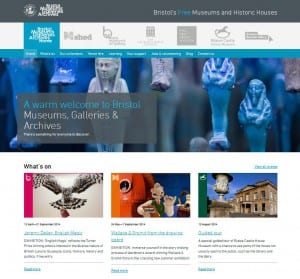 An image of the homepage of the Bristol Museums, Galleries & Archives website