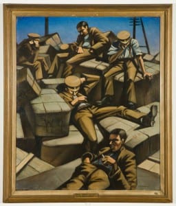 Painting of sleeping First World War soldiers by Christopher Nevinson
