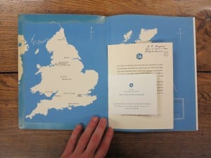 Photo of an open book showing a map of England