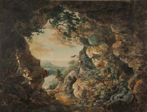 Watercolour of a cave by JMW Turner