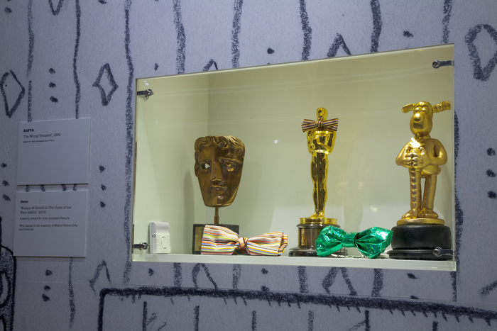 Photo of awards won by Wallace & Gromit in the exhibition at M Shed