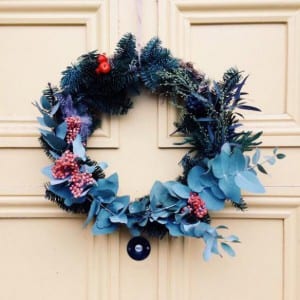 image of a christmas wreath on a door