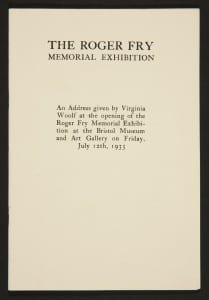 Image of booklet, containing ‘Roger Fry Memorial Exhibition’ opening address by Virginia Woolf 