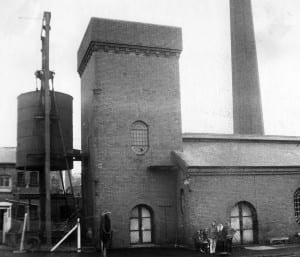 The hydraulic accumulator and engine house at Underfall Yard, as it was in 1967. This photo was taken as part of an industrial archaeology project at Hartcliffe School.