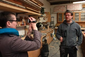 Filming inside a workshop