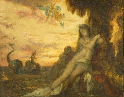 Painting by Gustave Moreau showing Perseus saving Andromeda from the monster Cetus