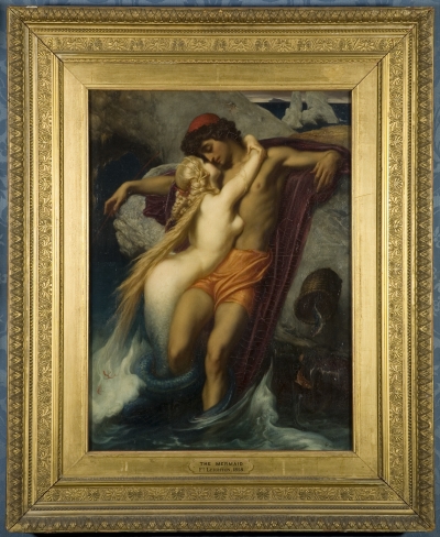 Painting by Lord Frederic Leighton showing a siren luring a fisherman to his death