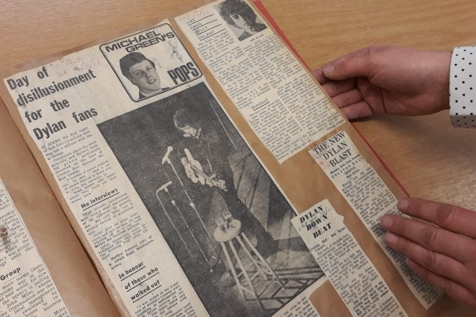 Newspaper report of Bob Dylan’s performance, 1965. Courtesy of Bristol Post (ref. 46110) 