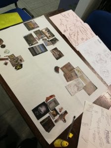 A large piece of flipchart paper covered in pictures of objects
