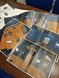 Mock up designs of how the gallery space will look