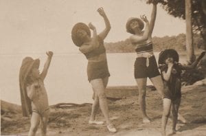 Margaret and family friends dancing on the beach at Nabagabo, Uganda, 1930