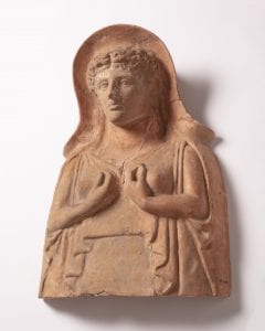 Terracotta plaque showing the goddess Persephone