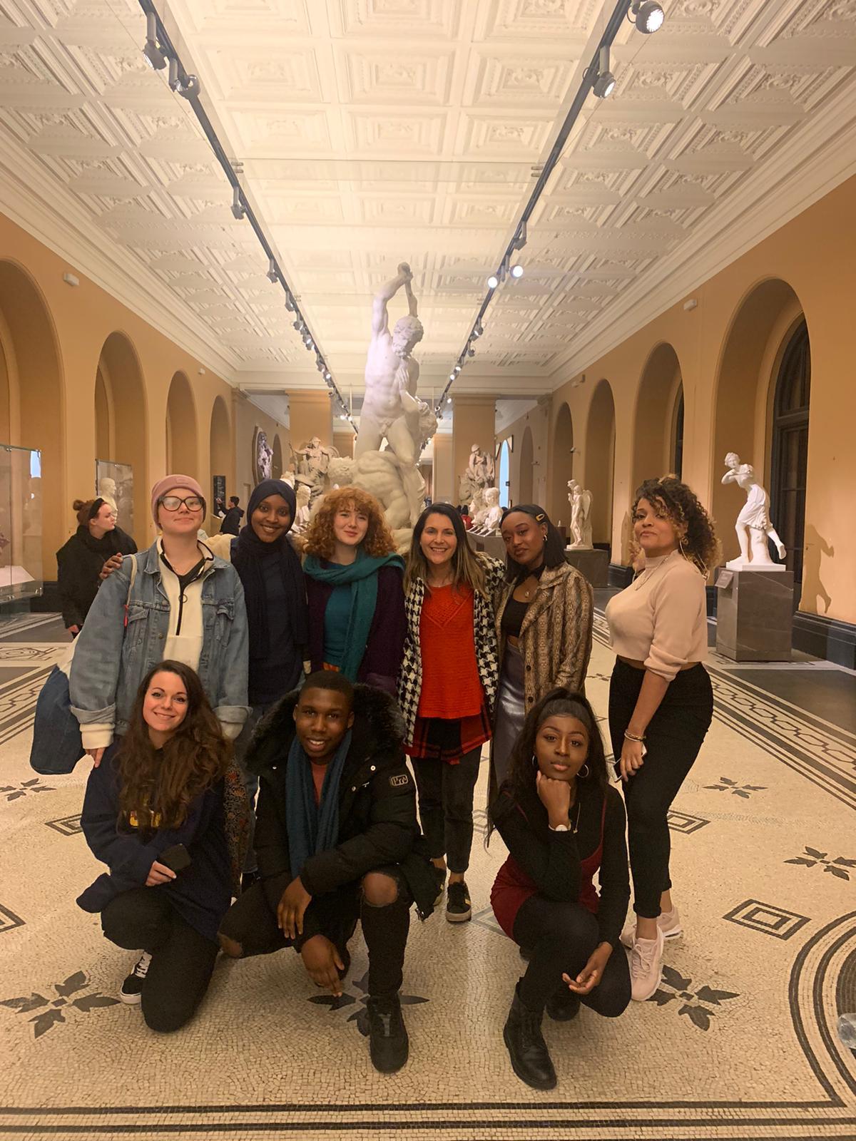 Group of young people (young collective) at the Victoria and Albert Museum