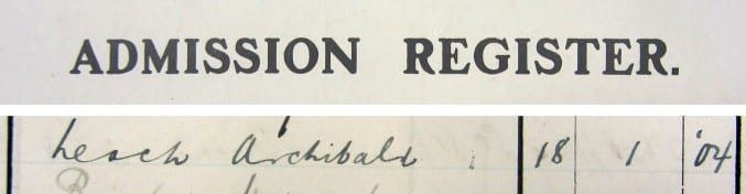 Detail of North Street Wesleyan School admission register