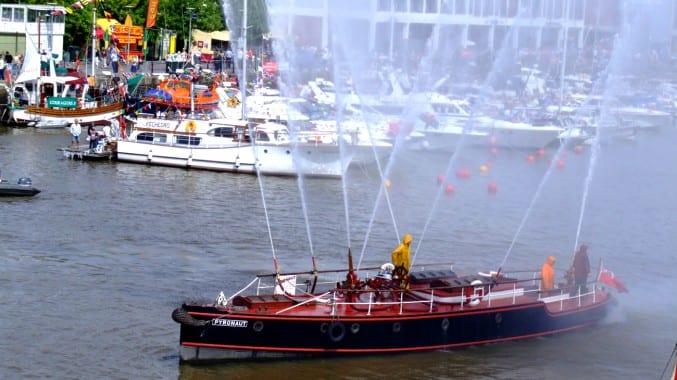 Image of the Pyronaut boat with shooting water cannons