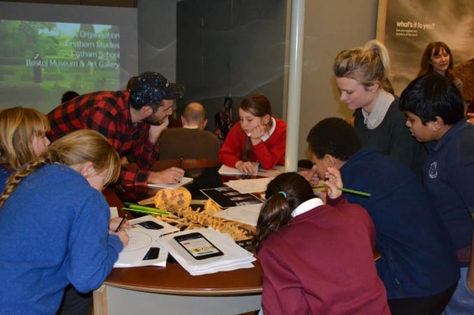 Photo of school children testing an app