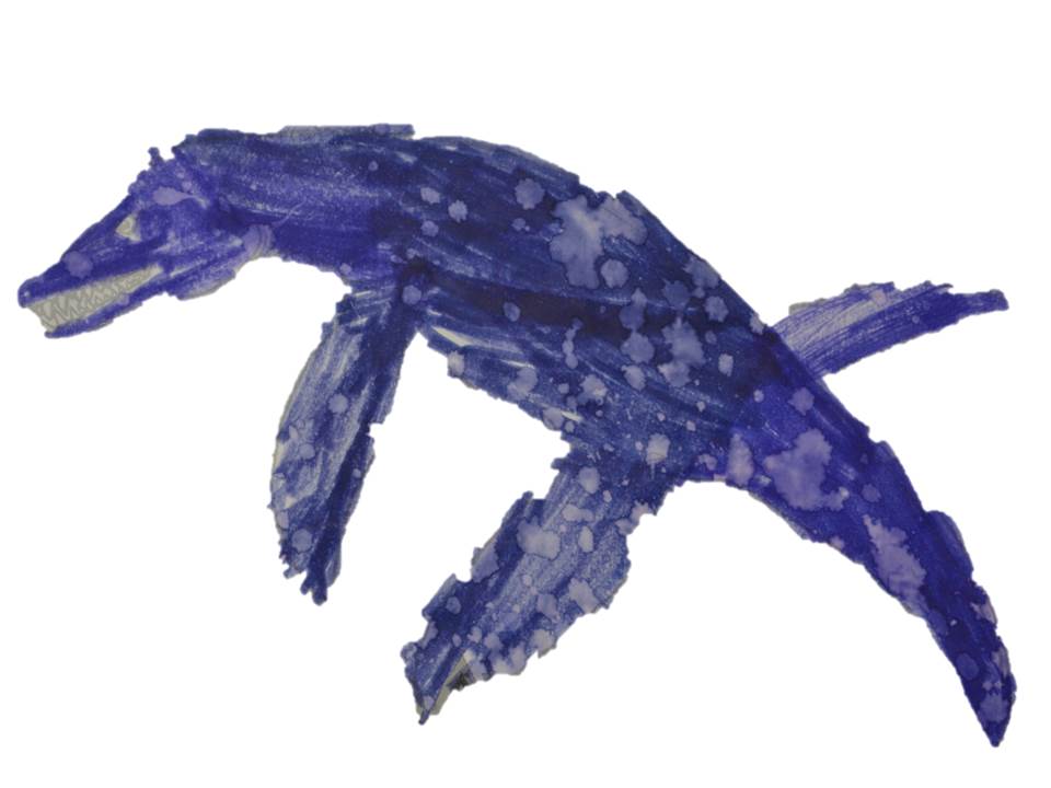 A Pliosaur designed to have dark blue/ purple skin.