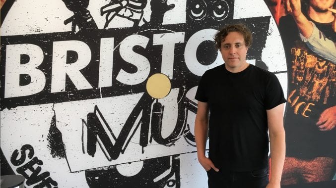 Ian Matthews - drummer from Kasabian stood outside Bristol Music gallery