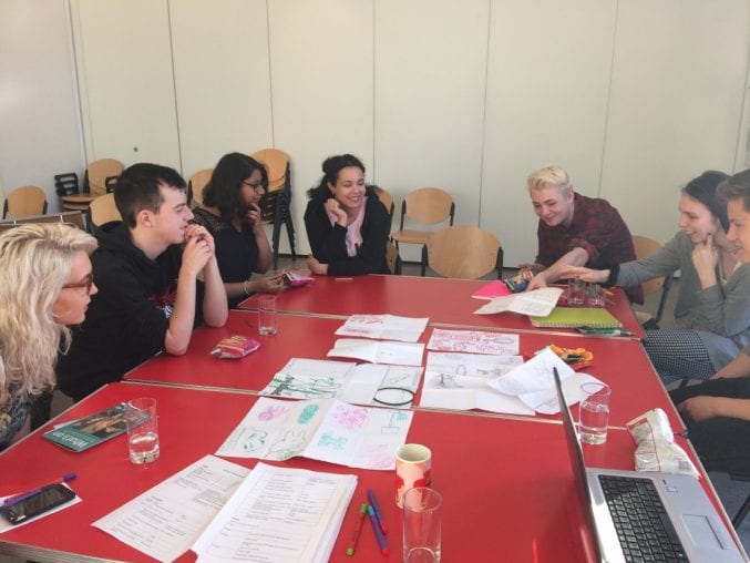 The Bristol Museums Youth Panel sat around a table
