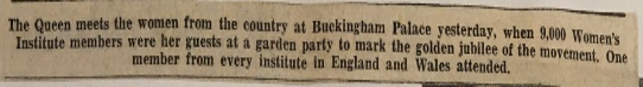 clippings from the Brentor, Devon, Women's Institute 1965 Royal Garden Party scrapbooks.