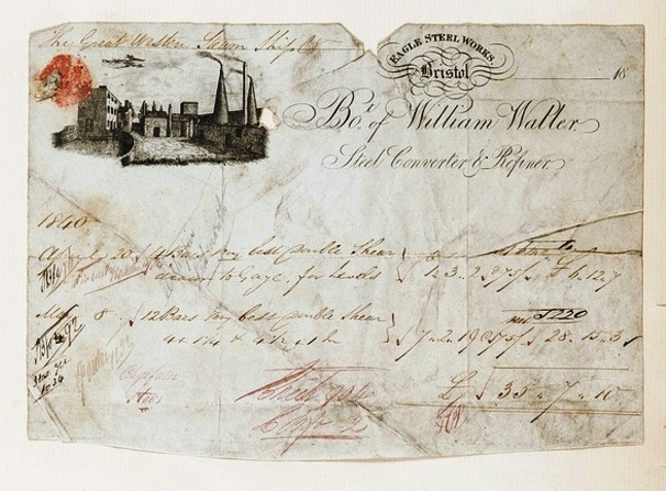 Receipt for the Great Western Steamship Company, for steel bought from Eagle Steelworks, Bristol, 1840