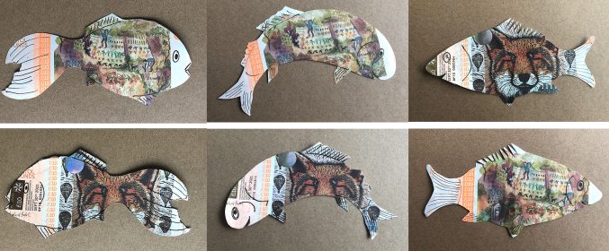 Examples of fish cut from Bristol Pound notes