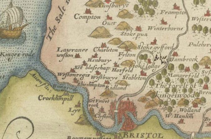Saxton map of Gloucestershire from 1577