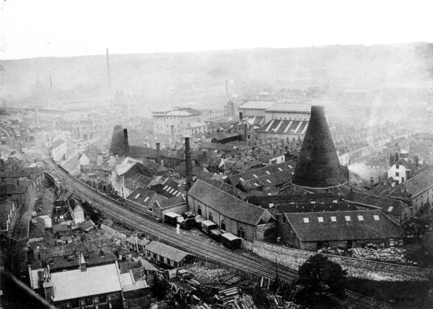 black and white photo of an aerial view of bristol harbour railway