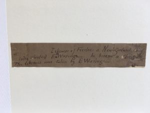 Brown label from 'Feedee' (Te Whiti) portrait handwritten with black ink