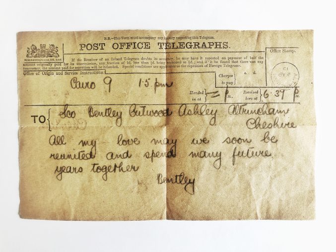 Bentley’s wedding anniversary telegram to his wife