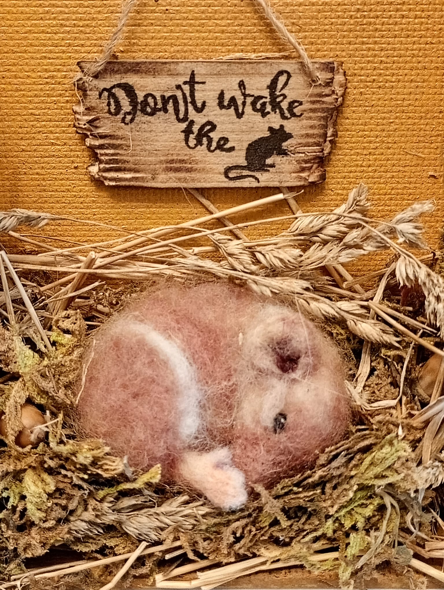 a model of a sleeping dormouse as part of a fairy doors trail