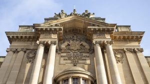 exterior view of bristol museum, looking up at the grad victorian architecture