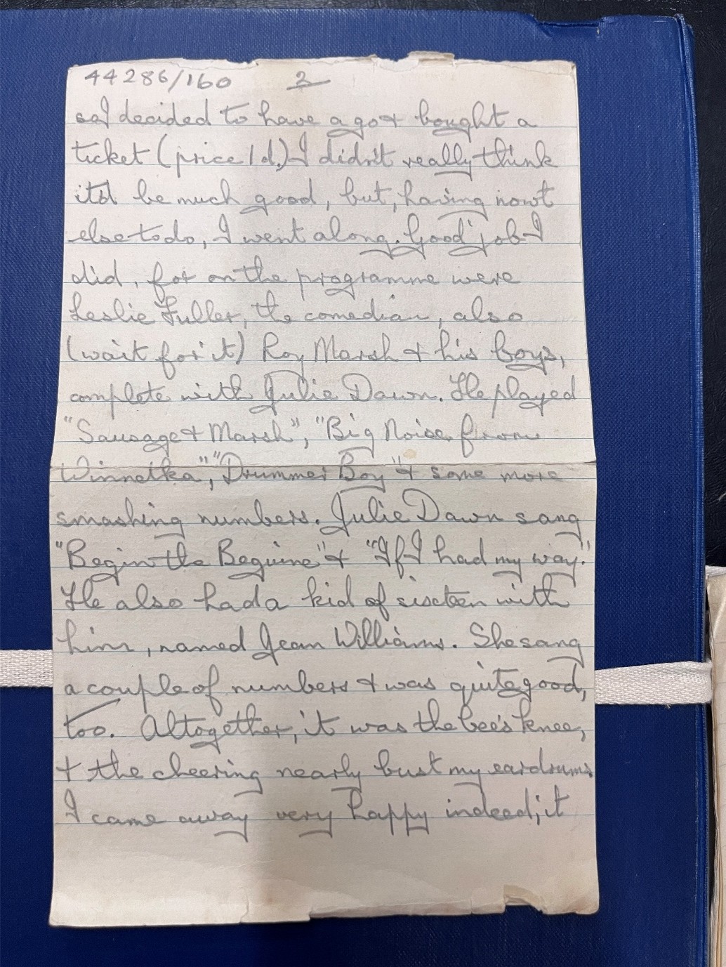 A letter on a blue background